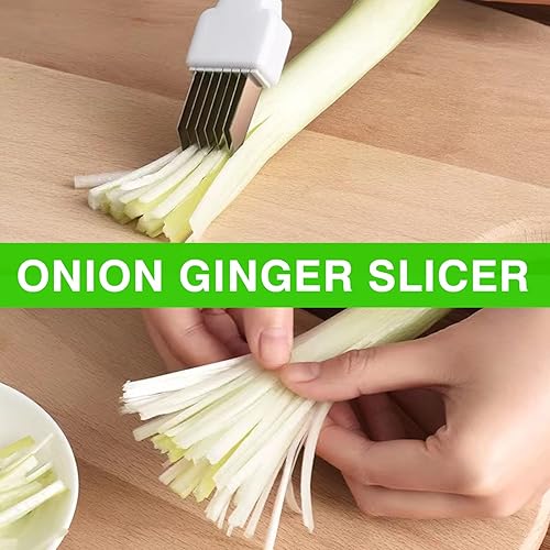 Miniatura 5 de Tijeras para hierbas, multiusos de 5 cuchillas para cocina, cortador de hierbas, cortador, picador y picador con cubierta de seguridad y peine de