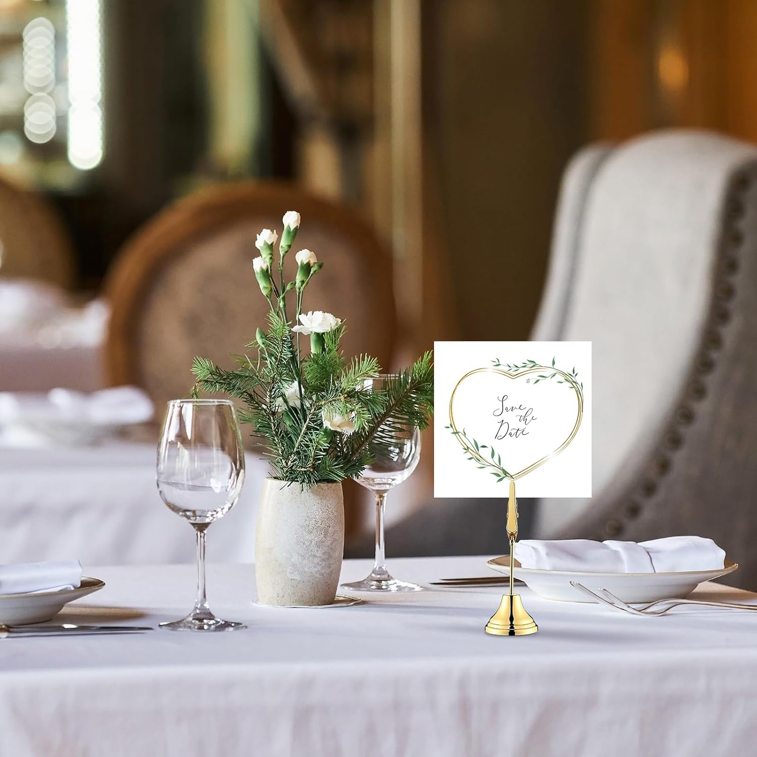 Skyygemm 12 Pcs Table Number Holders 3 Inch Place Card Holder with Alligator Clip Metal Table Card Holders Table Number Stands Table Sign Holders for Photos, Food Signs, Birthdays, Weddings (Gold)