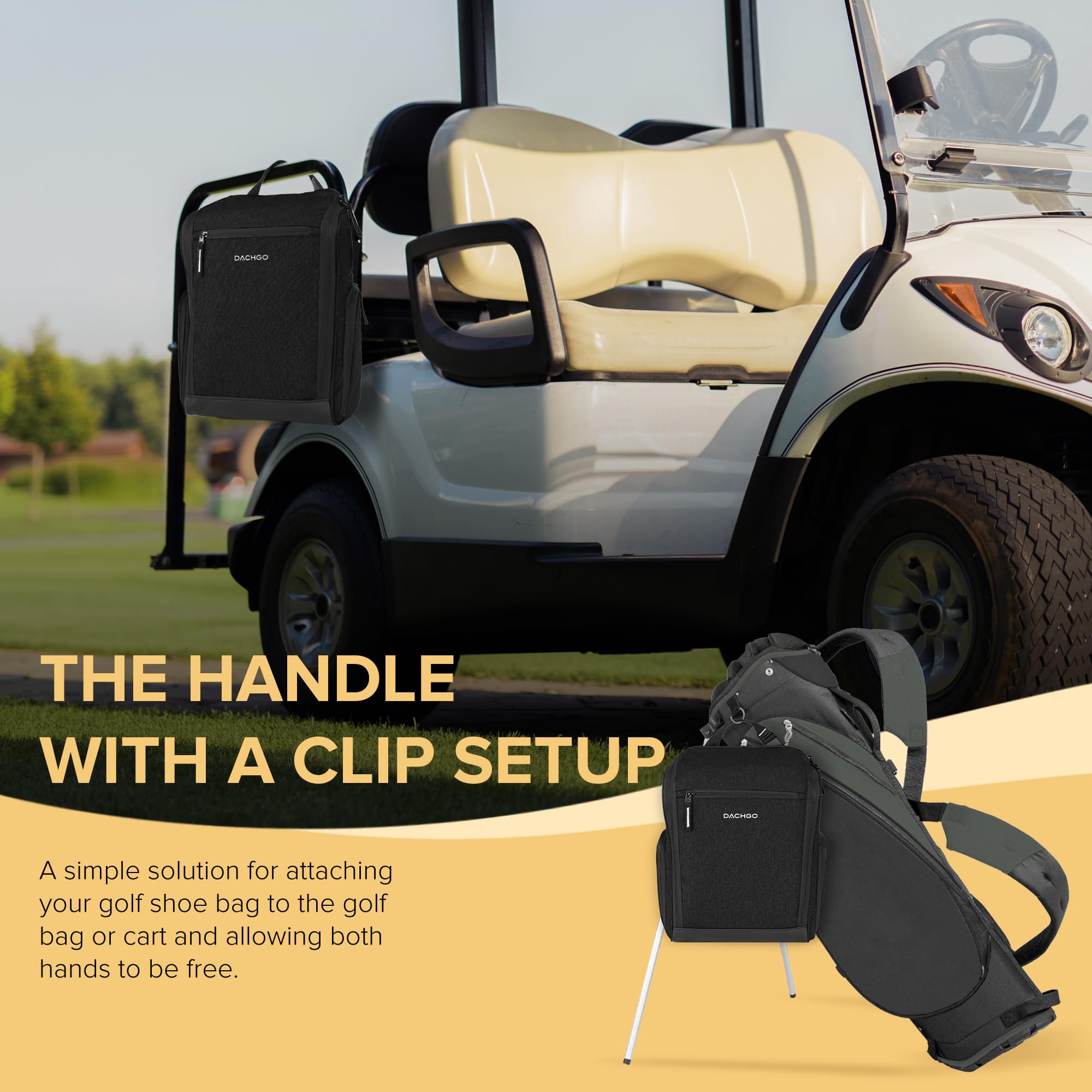 Golfschuhtasche für Herren und Damen, gepolsterte Golf-Schuh-Tragetaschen mit verschnalltem Tragegurt und seitlicher Belüftung, 3 Taschen für Golf-Tees, Bälle und Zubehör, perfekt für Sport,
