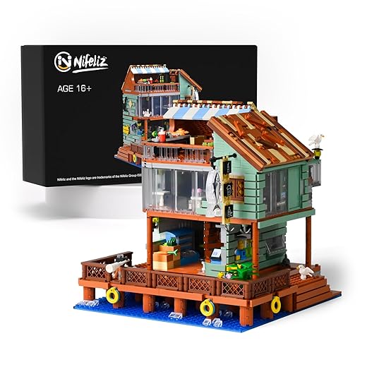 Nifeliz Waterfront Restaurant, Harbor Restaurant Building Block Set, Collectible Medieval Architecture Model Kit for Adult Gift Giving (2,093 Mini Pieces)