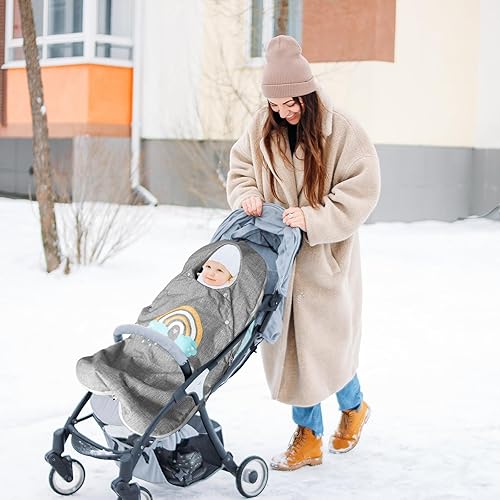 Miniatura 7 de Funda para cochecito de invierno, universal, impermeable, saco de dormir cálido para clima frío (arcoíris)