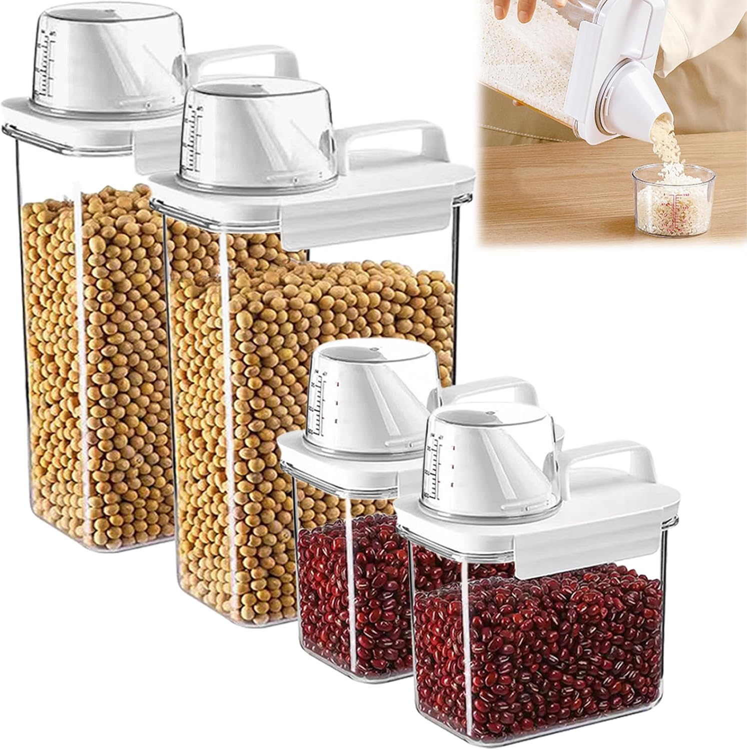 BPA-Free Airtight Cereal Storage Containers Set – 2x2300ml & 2x1100ml