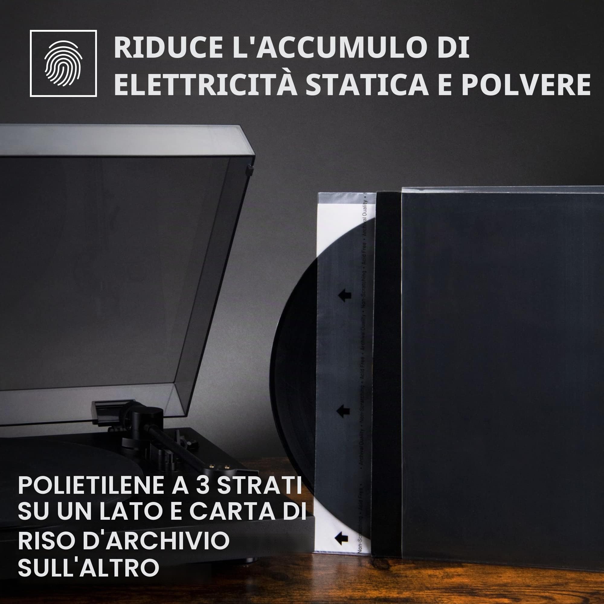 Big Fudge Buste Vinili 33 Giri da 30,5 cm - Buste Interne Vinili 33 Giri Trasparenti a Tre Strati con Carta di Riso - Trasparenti con Qualità da Archivio - Accessori per Vinile Professionali