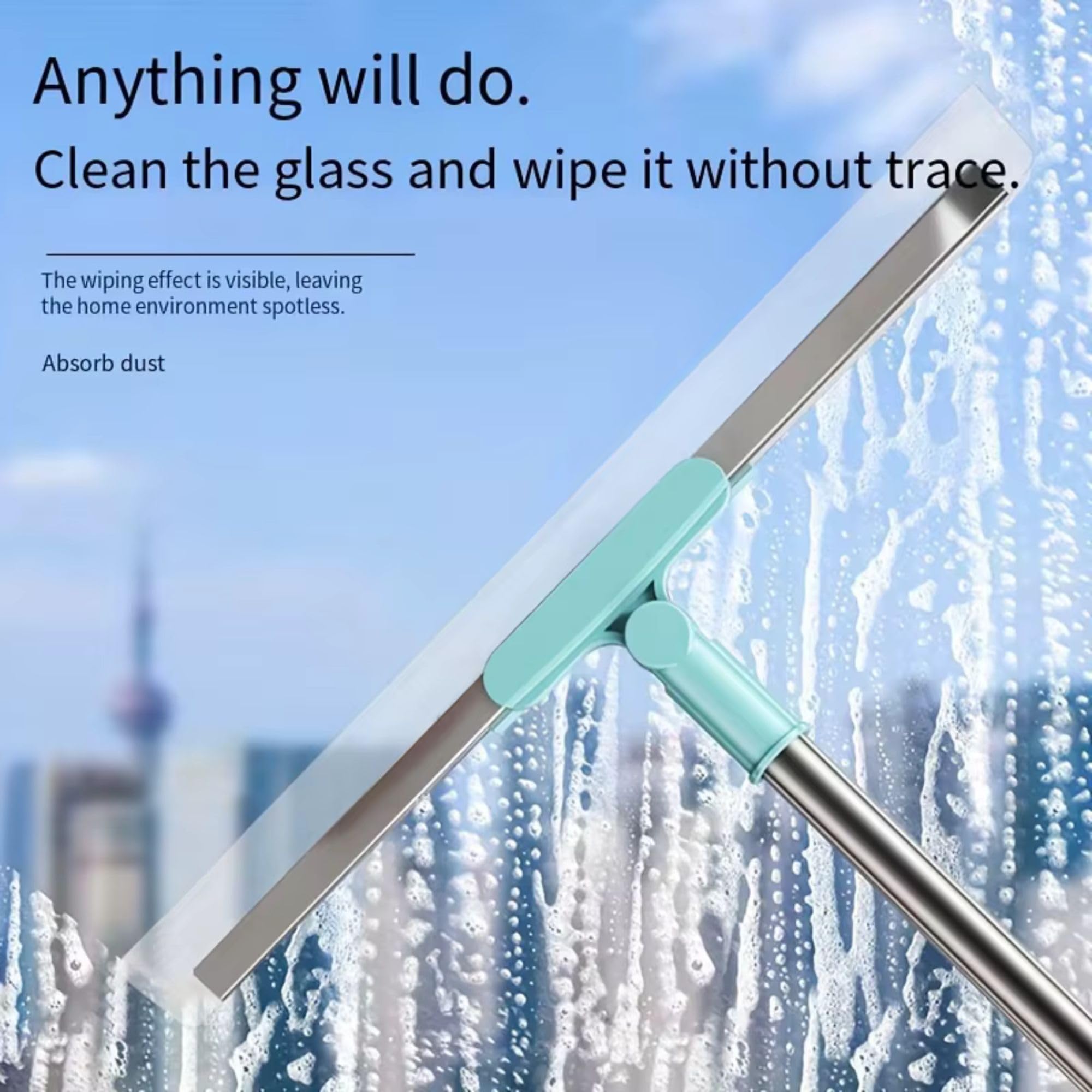 Magic Broom Sweeper for Floor Cleaning – Multifunctional Silicone Wiper Mop with Stainless Steel Extendable Handle – Wet & Dry Use – Bathroom Floor Wiper & Window Squeegee Viper for Home(Multicolor) - Image 2 thumbnail