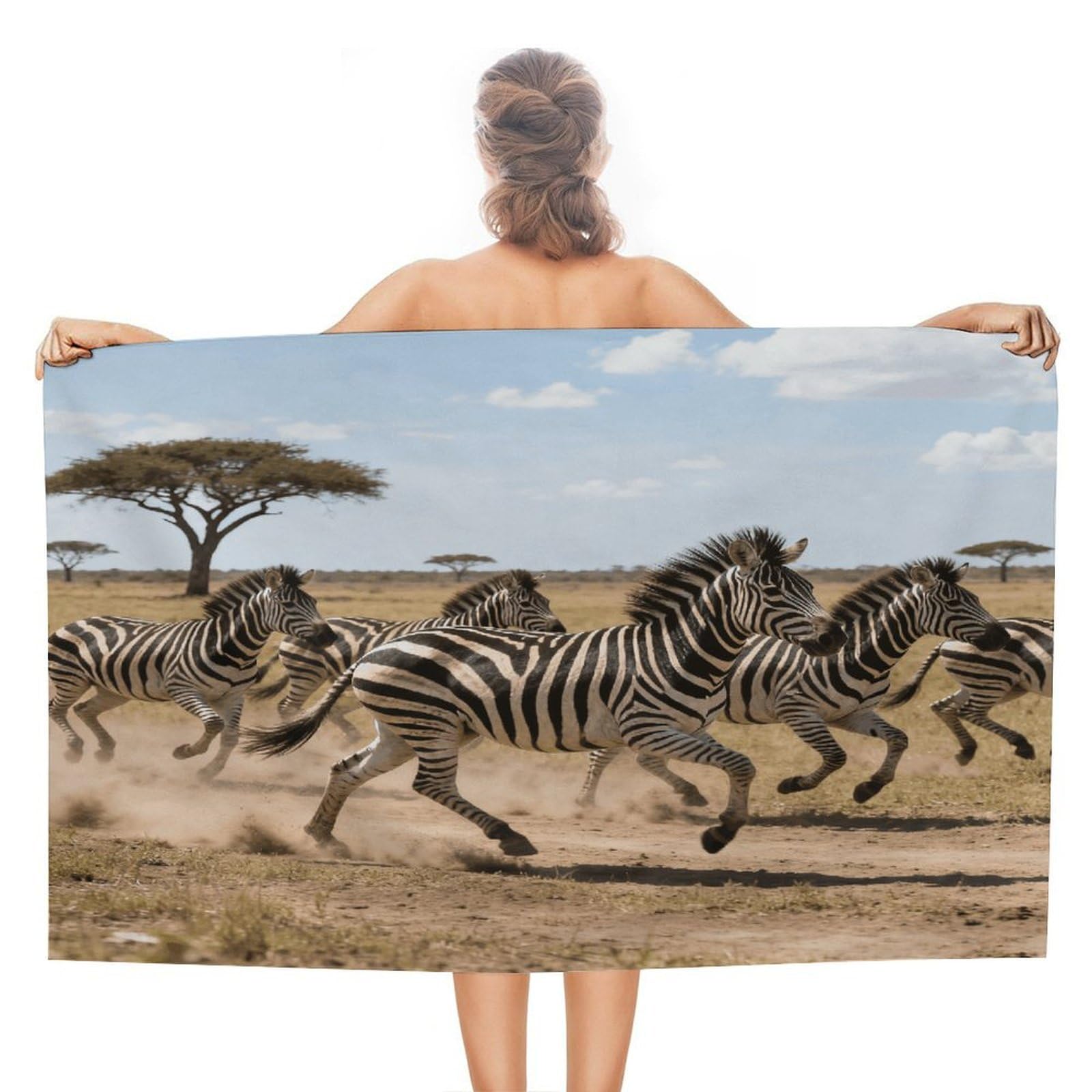 VstaDank African Safari Bath Towel Stylish Double-Faced Pile Travel Towel Soft Absorbent Beach Towel for Pool Swim Sports Camping Adults Gift 51X31 Inch