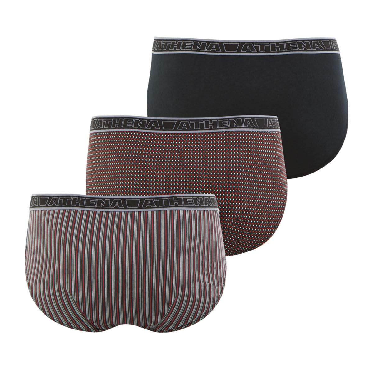 Athena - Lot de 3 Slips Homme Tonic - Slips 100% Coton - Taille Basse, Ergonomique, Doublure Avant, Confort et Maintien - Label Oeko-TEX® Standard 100