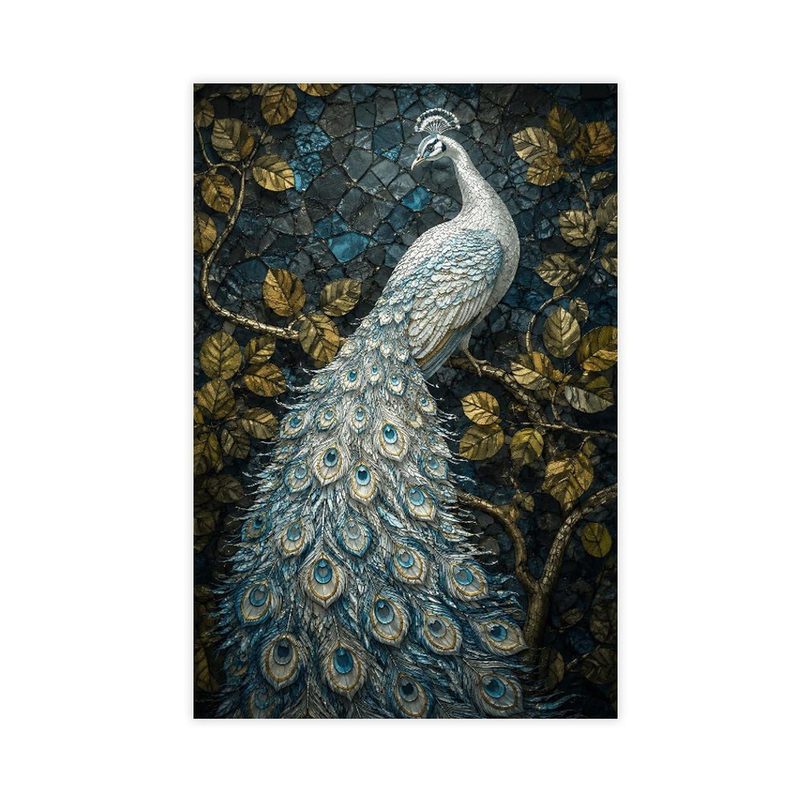 Qnvjqkdsi Unframe White Peacock Art Canvas Poster Bedroom Decor Landscape Office Room Decor Gift 8" L X 12" W