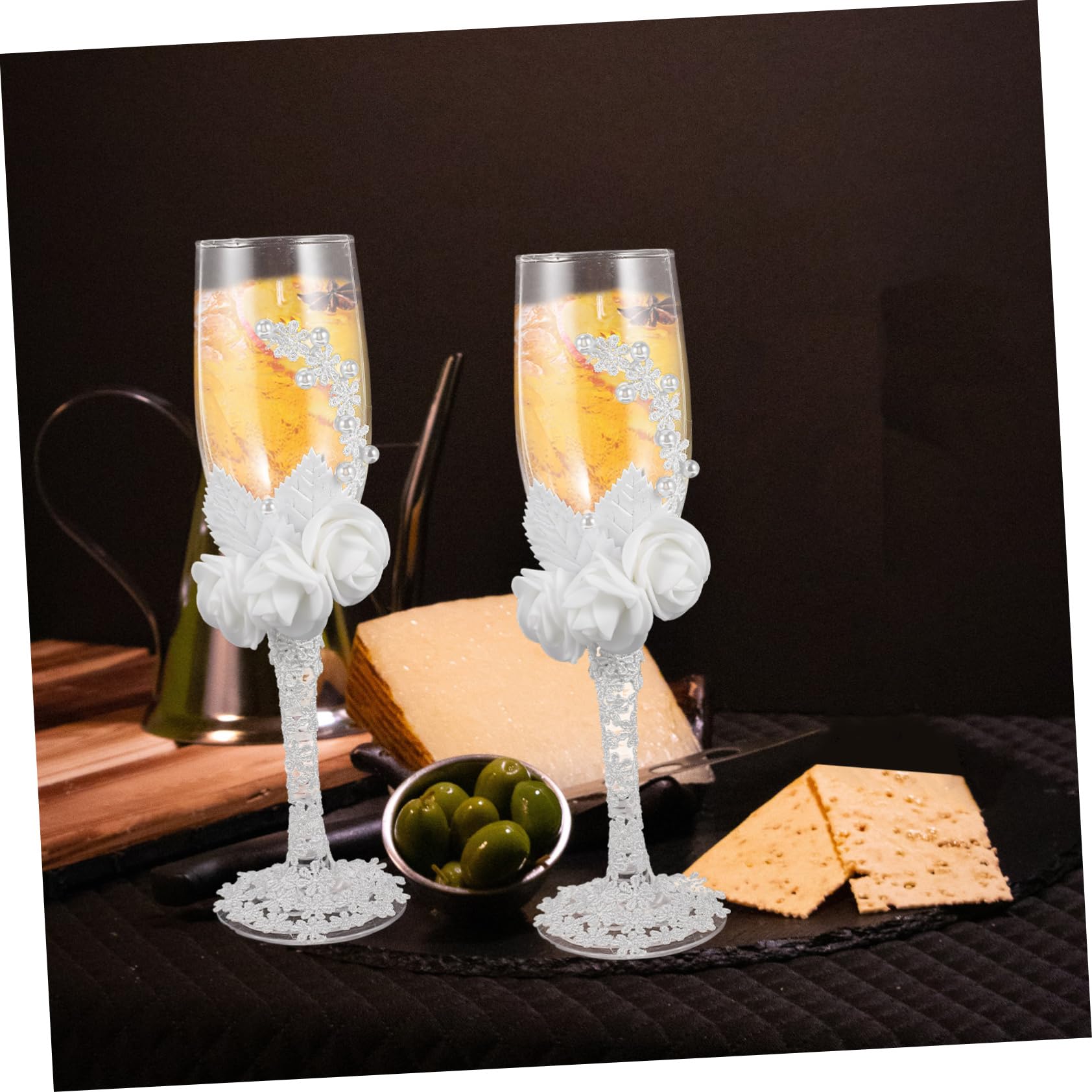Amosfun Verres à Verres à vin de Mariage Fleur de Perle gobelets à vin romantiques pour Cadeau de Mariage fête de fian?ailles