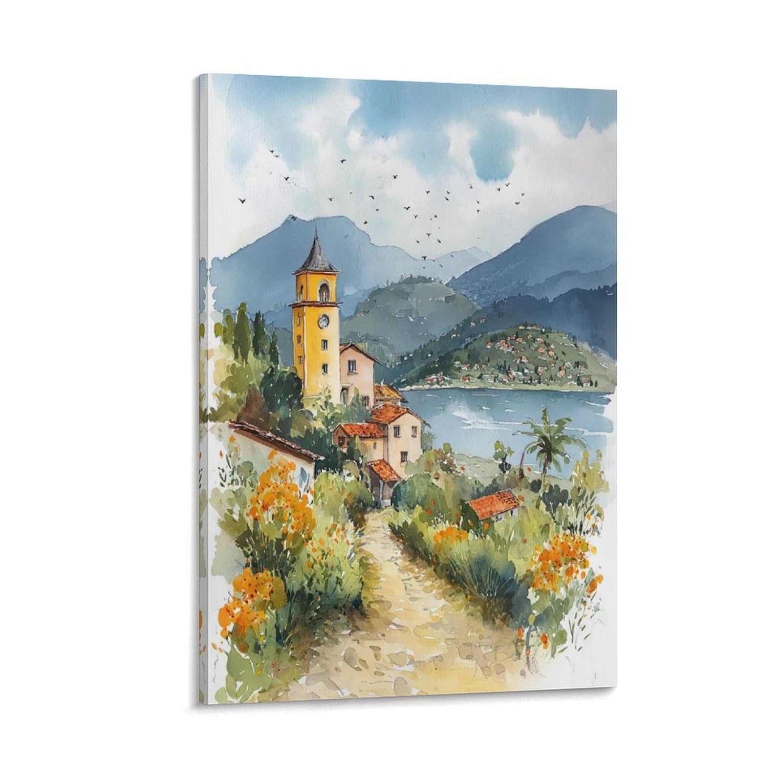 Lcynnh Frame-Style Nicaragua Watercolor Painting_ Vintage Travel Posters Art 24X36inch(60X90cm) Vintage Watercolor Canvas Art