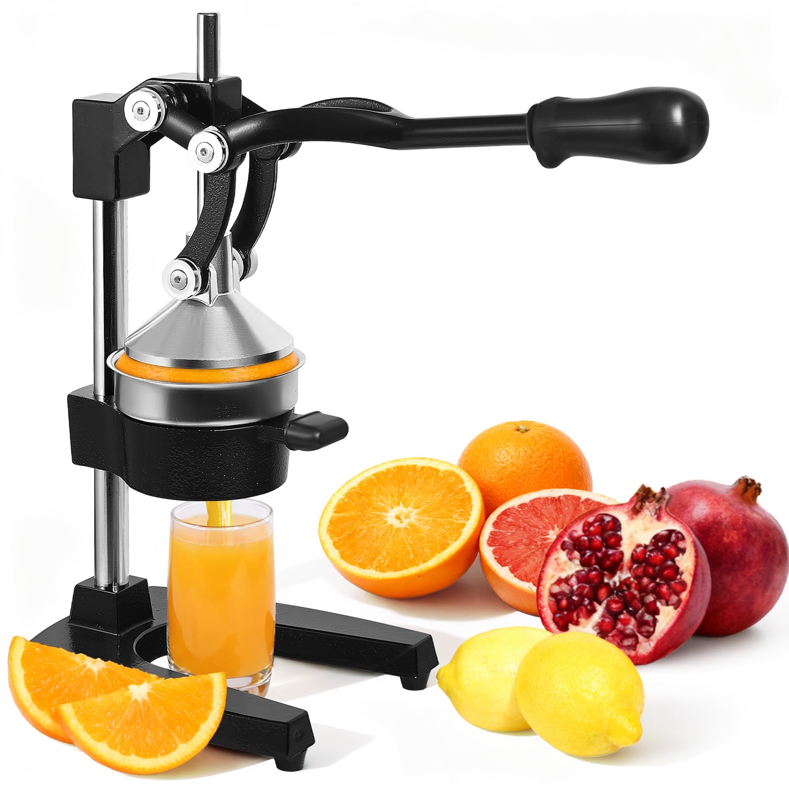 Yigowyigo Manual Juicer Hand Press, Cast Iron Manual Citrus Juice Press, Professional Easy to Clean Citrus Squeezer for Lemons, Oranges, Pomegranates, Grapefruits and Other Fruits (Black)