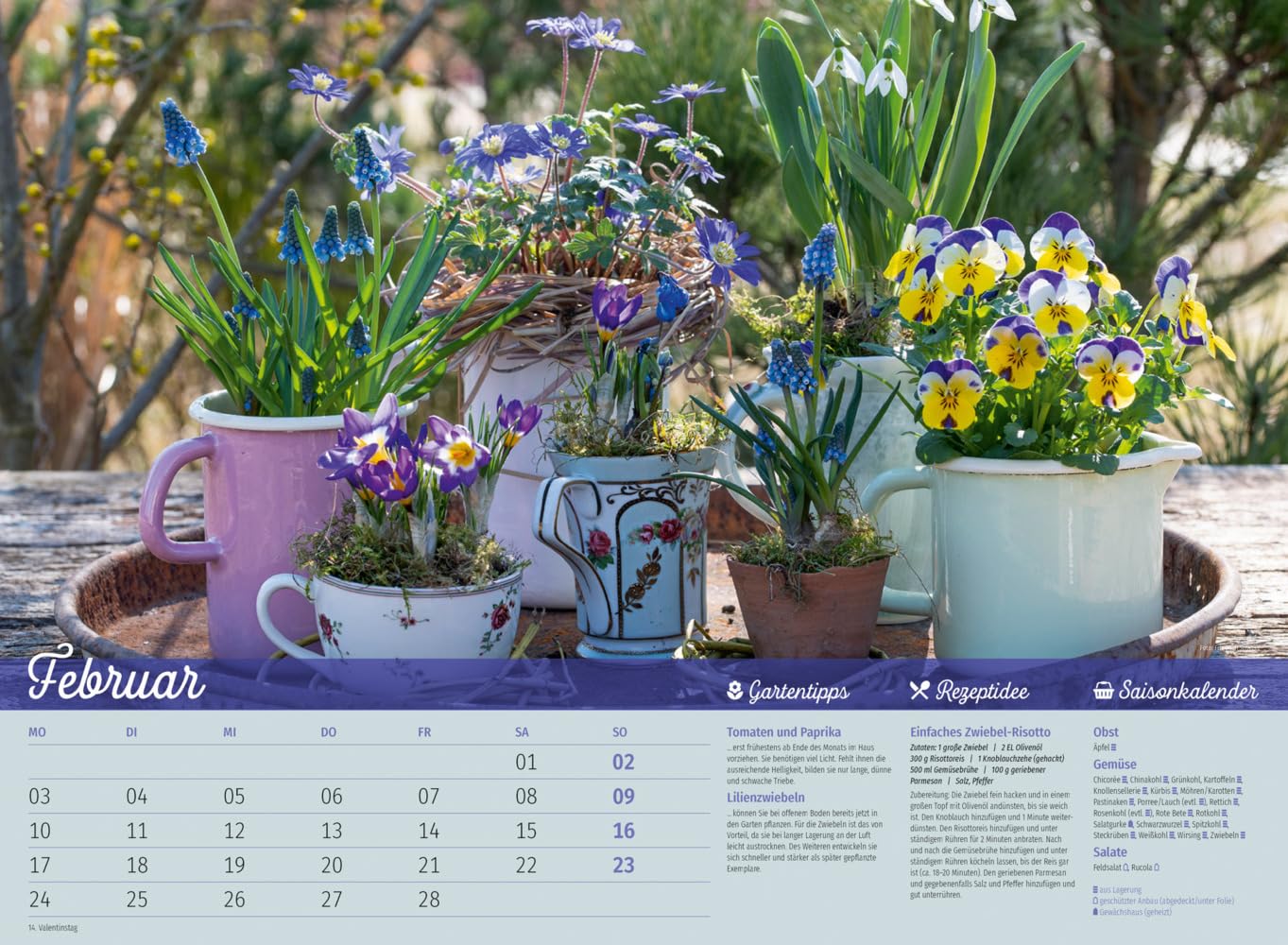 Landliebe Kalender 2025, Wandkalender im Querformat (45x33 cm) - Gartenkalender / Landleben mit Tipps zu Garten und Küche sowie Saisonkalender