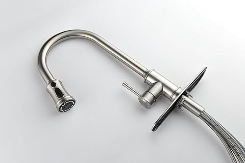 Miniatura 4 de Grifo de cocina con rociador extraíble, grifos de cocina de acero inoxidable de níquel cepillado con 2 modos de pulverización, grifo de fregadero