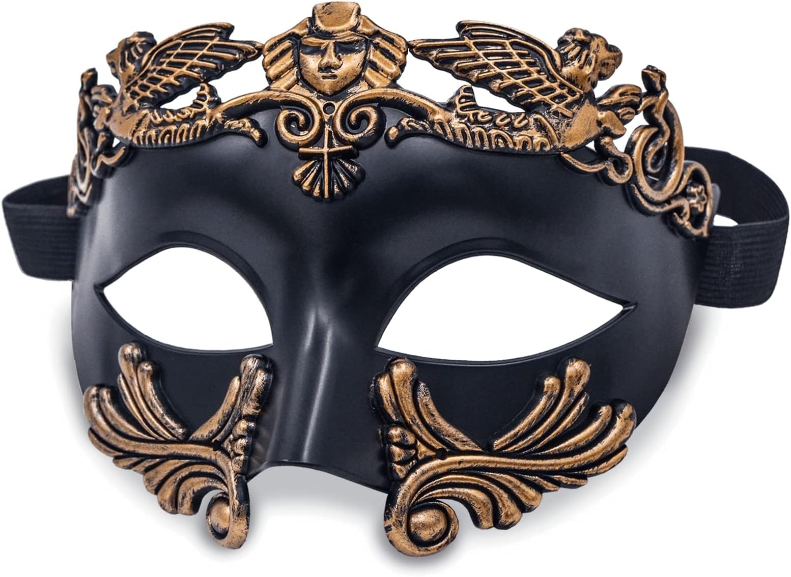 NALACAL Masquerade Mask for Men - Roman Greek Mask - Venetian Half Face Mask, for Mascarade Ball Mardi Gras and Cosplay Mardi Party (Black Gold)