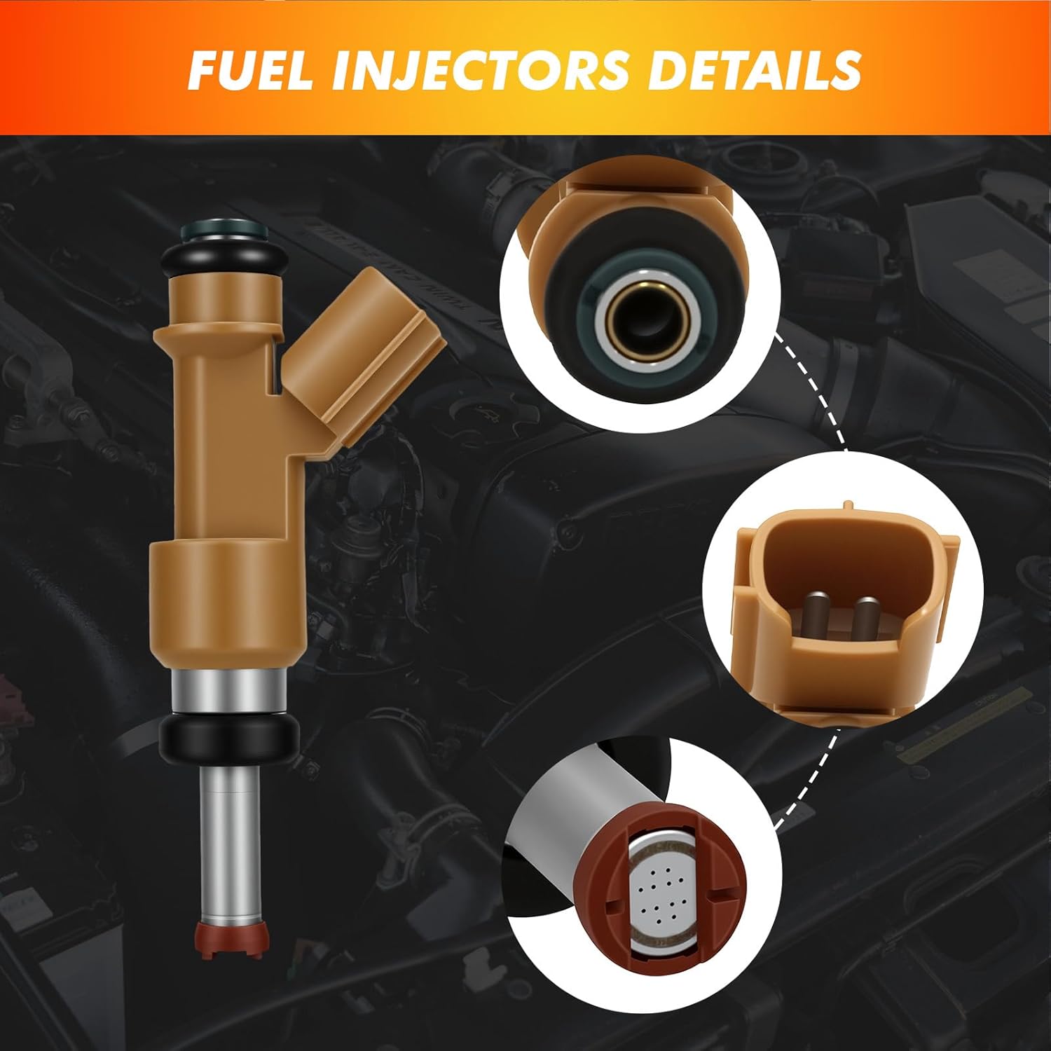 2010-2019 6Pcs Fuel Injectors Compatible for Toyota 4Runner 2010-2019 FJ Cruiser 2010-2014 Tundra 2012-2014 4.0L V6 Replace 23209-39215 FJ1087