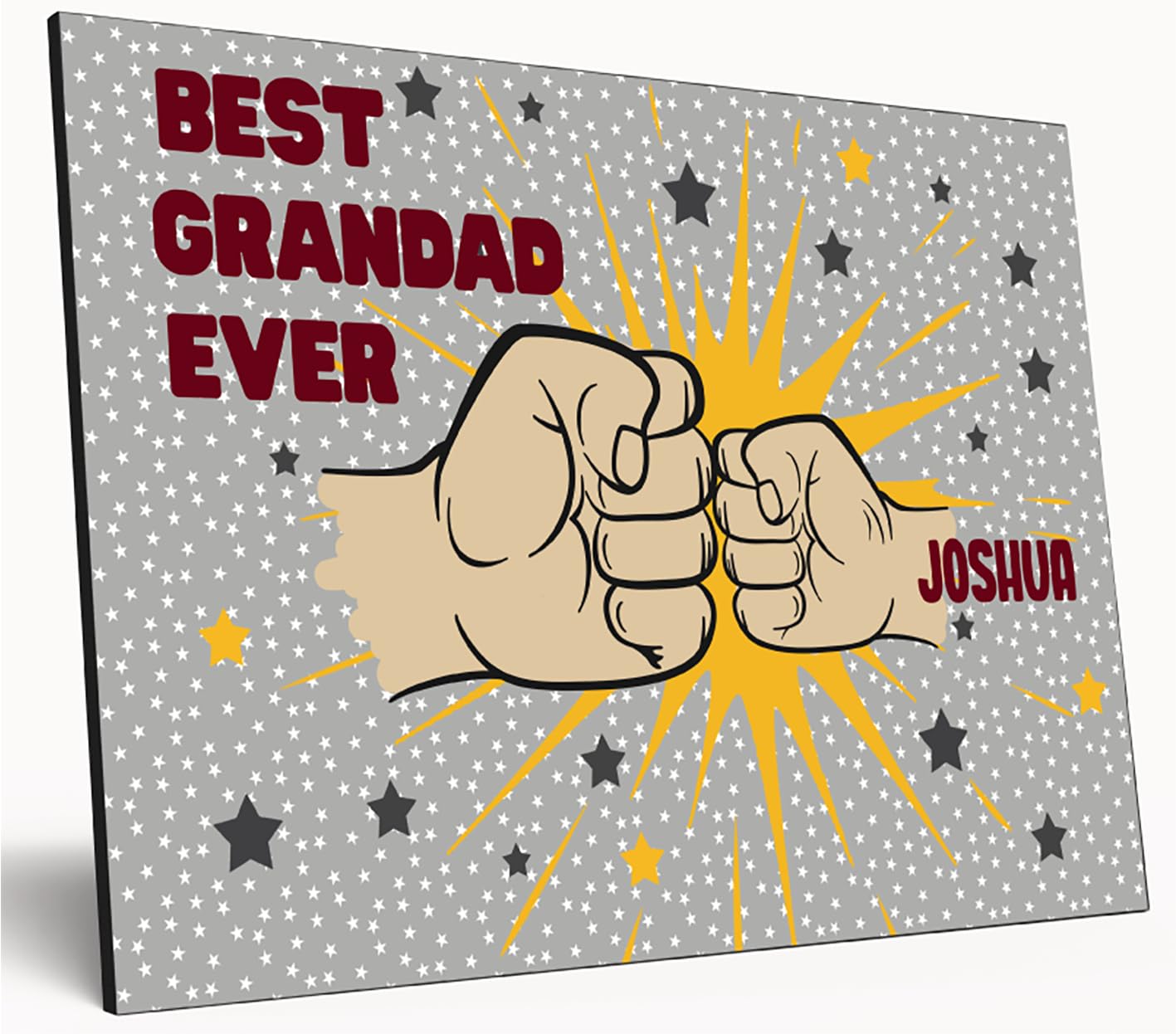 Personalised Fist Bump Sign Custom Wooden Print A4 Plaque Fun Gift Sign for Dad, Grandad, Uncle Wall Art Desk Office Home Décor