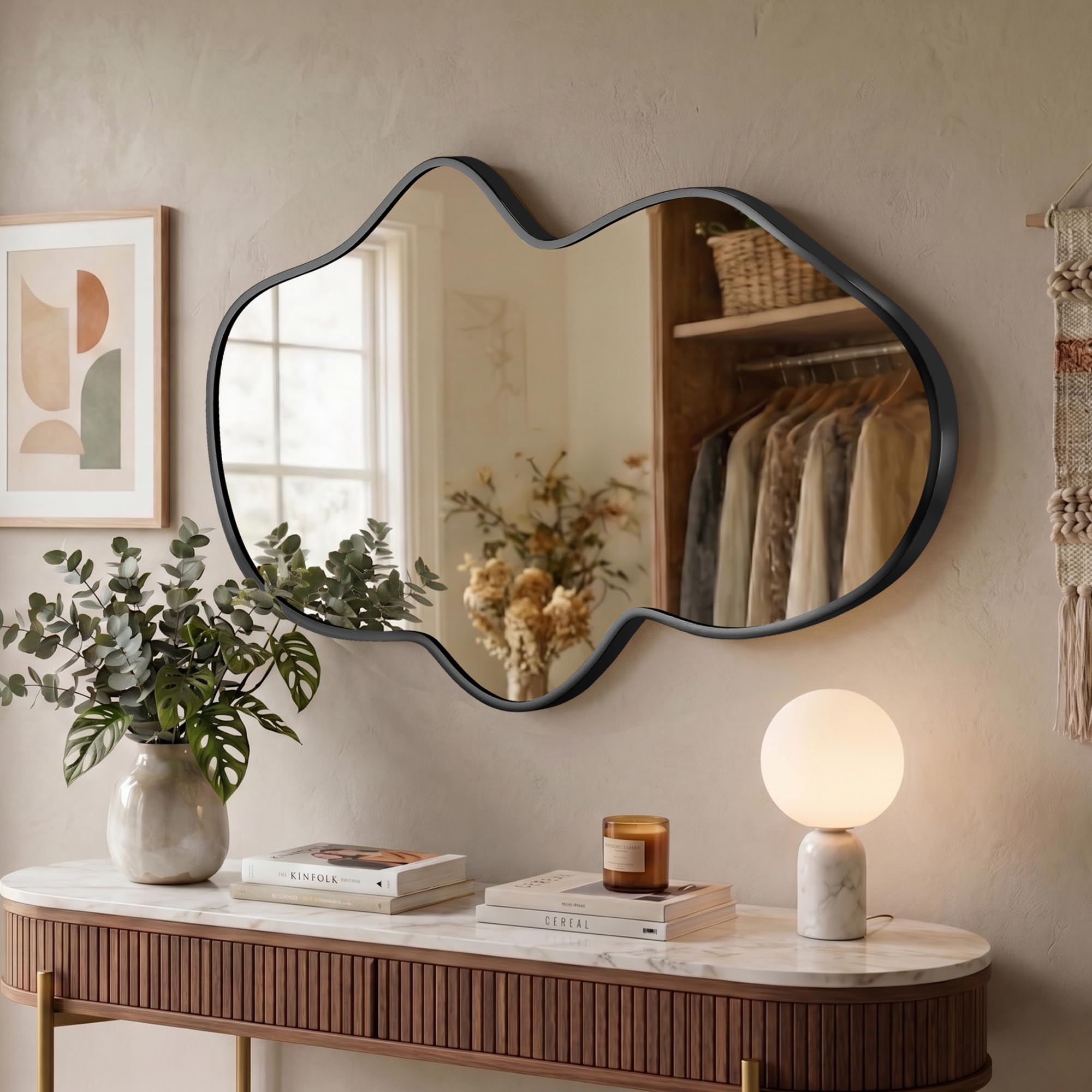 Fahomiss Wall Mirror with Irregularly Shaped Metal Frame โ Decorative Design Mirror