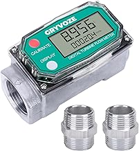 1 Inch Digital Turbine Fuel Flow Meter, 2.6-26 GPM Inline NPT Thread Flowmeter with 1 Inch NPT Male for Water, Diesel, Gas Oil, Gasoline, and Other Liquids - Supports Gallon, QTS, PTS, L, m³