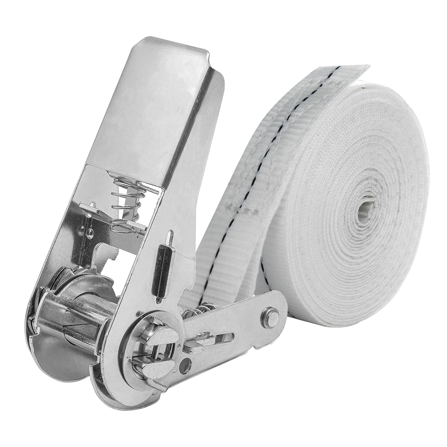 NIUXX Cinghie di serraggio con cricchetto, 6 m x 25 mm, carico 800 kg, cinghie di ancoraggio estremamente robuste per fissaggio del carico, bianco