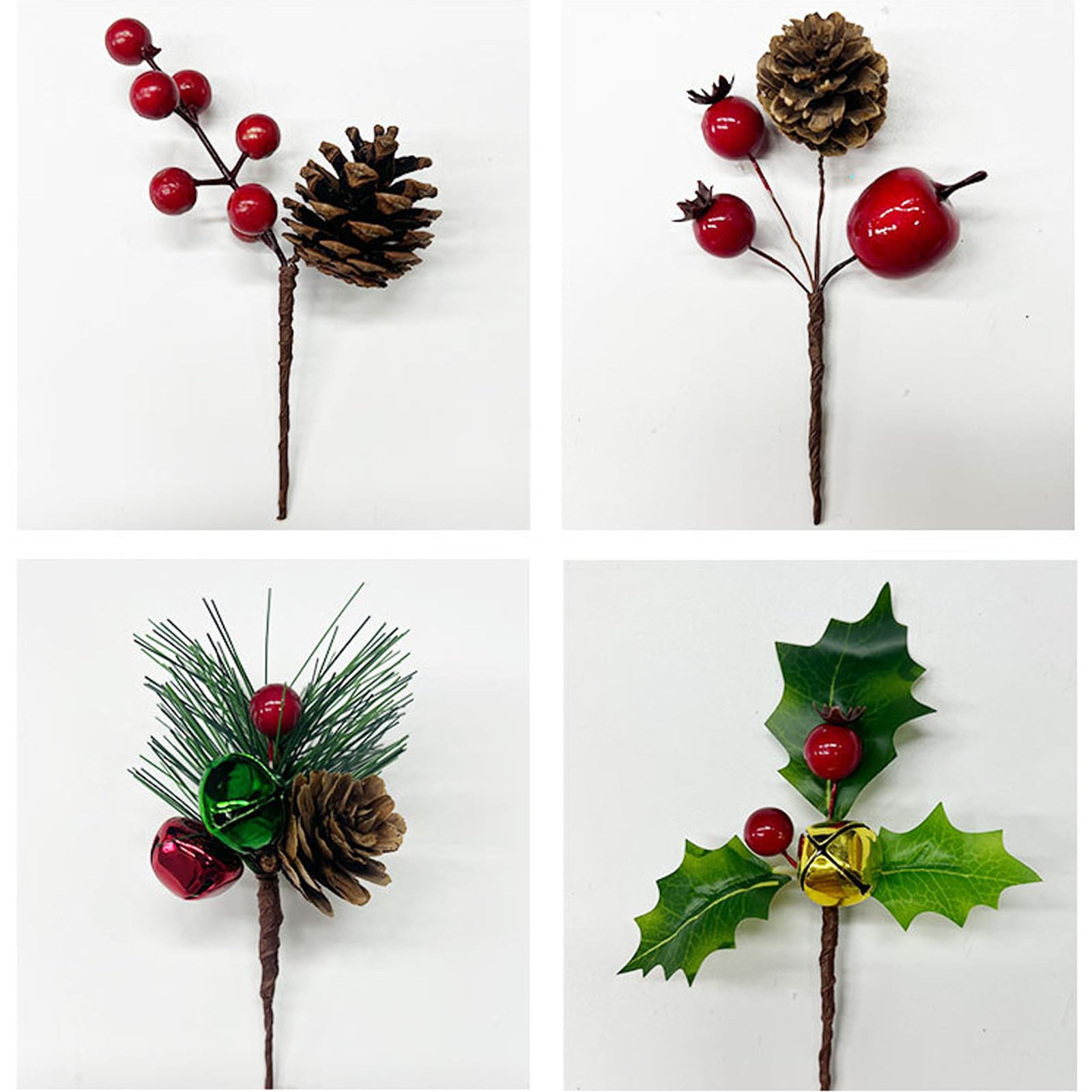20 Branches Sapin Artificiel Avec Baies Rouges - Déco Noël, Mariage Hivernal, Centre De Table DIY - 10