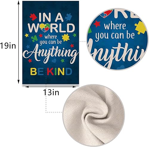 Miniatura 3 de Nepnuser Bandera de lino para el jardín del mes de concientización sobre el autismo, decoración rústica para interiores y exteriores, decoración