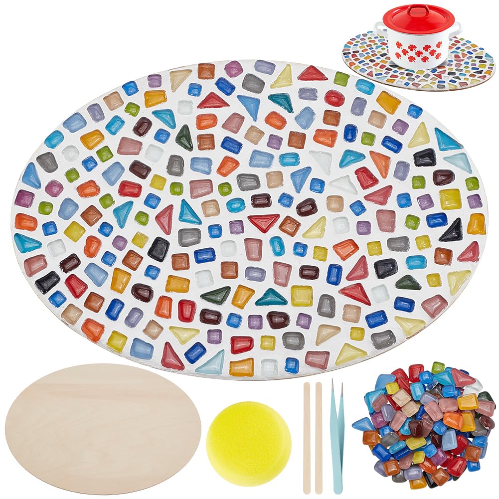 WEBEEDY DIY Mosaic Craft Trivet Kit Mosaic Tile Trivet Base 11.8"x 8.3"/30 * 21cm Oval Blank Tray Decorative Trivet Set for Table Hot Pots,Mosaic Kitchen Trivet Holder Hot Dish Holder Kitchen Decor