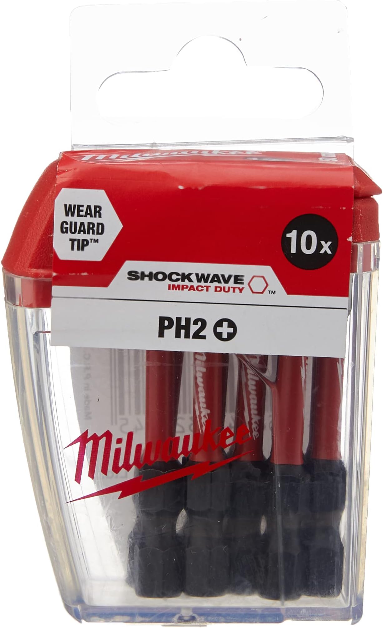 Shockwave PH2 50mm Screwdriver Bits Pack of 10, 4932472048, Red