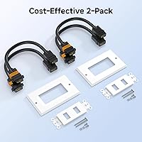 Vista 7 de Cable Matters Paquete de 2 placas de pared HDMI de 2 puertos en blanco (soporte de paso 4K UHD, ARC y Ethernet)