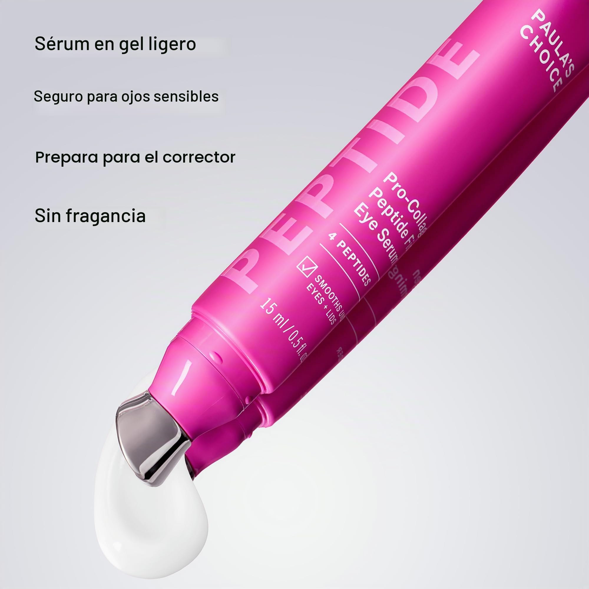 Paula's Choice Contorno de Ojos Pro-Colágeno Péptidos, Gel Crema, 15 ml | Gel Ligero sin Fragancia - Sérum Ligero Para Ojos Con Aplicador Metálico - Reduce Arrugas Y Patas De Gallo - Hidrata La Piel
