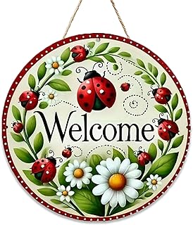 Garden Style Door Wreath Wooden Decorations-Welcome Door Ornaments for front door Hanging Sign-Door Hanger for Farmhouse Porch Decor for Outdoor Housewarming Gift Home Decor