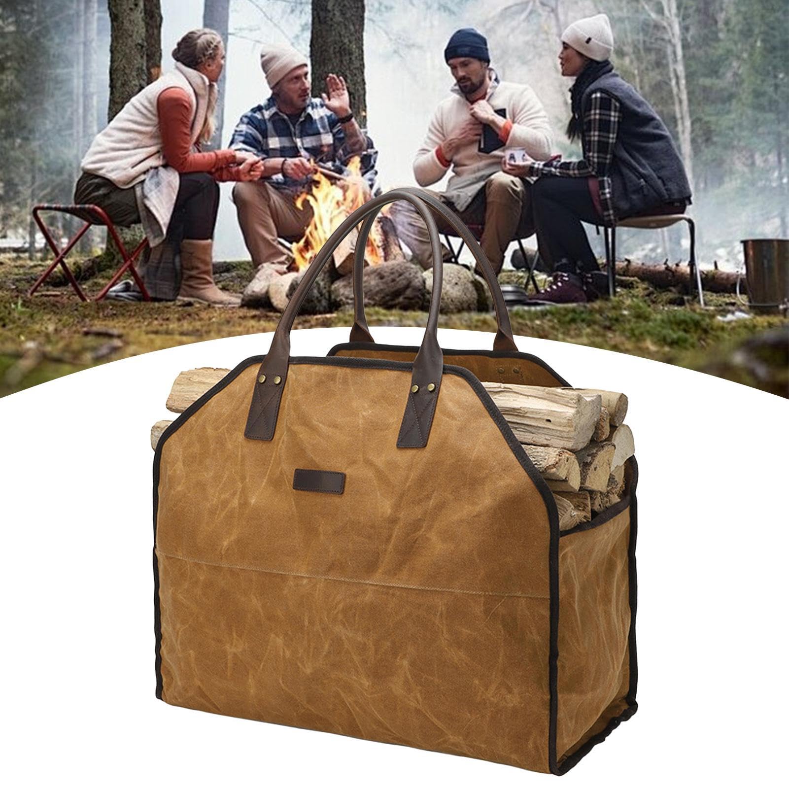 Sacca Per Legna Resistente Grande Capacità Impermeabile | Borsa Trasporto Legna Adatto Per Falò, Campeggio, Giardinaggio, Vacanze E Picnic