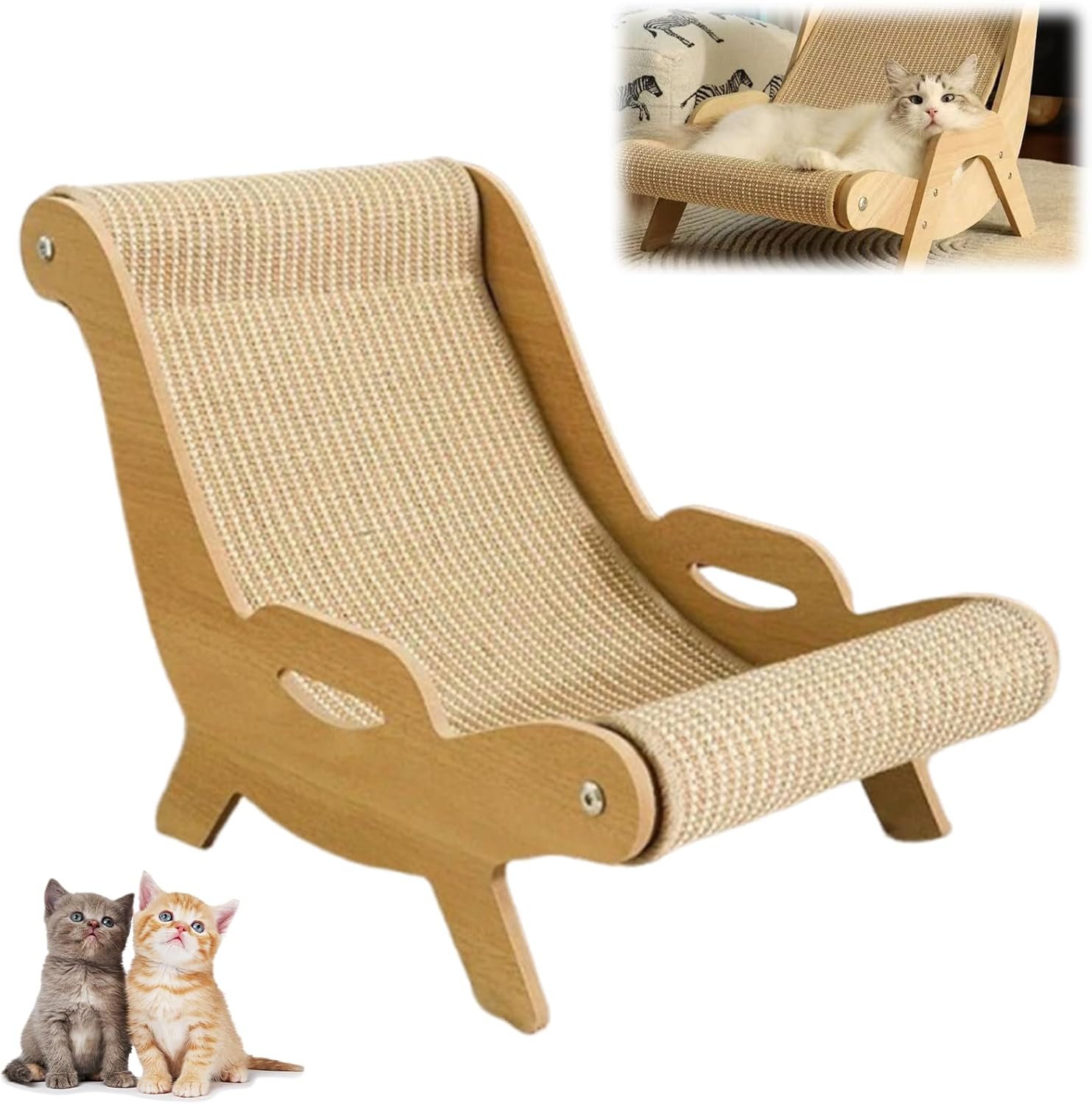 Cat Recliner Scraper Board, 2026 New 2 in 1 Cats Scratcher Bed Scratch Resistant & Low Lint, Wooden Cats Sofa Bed with Replaceable Cat Scratching Suitable for Cats (B)