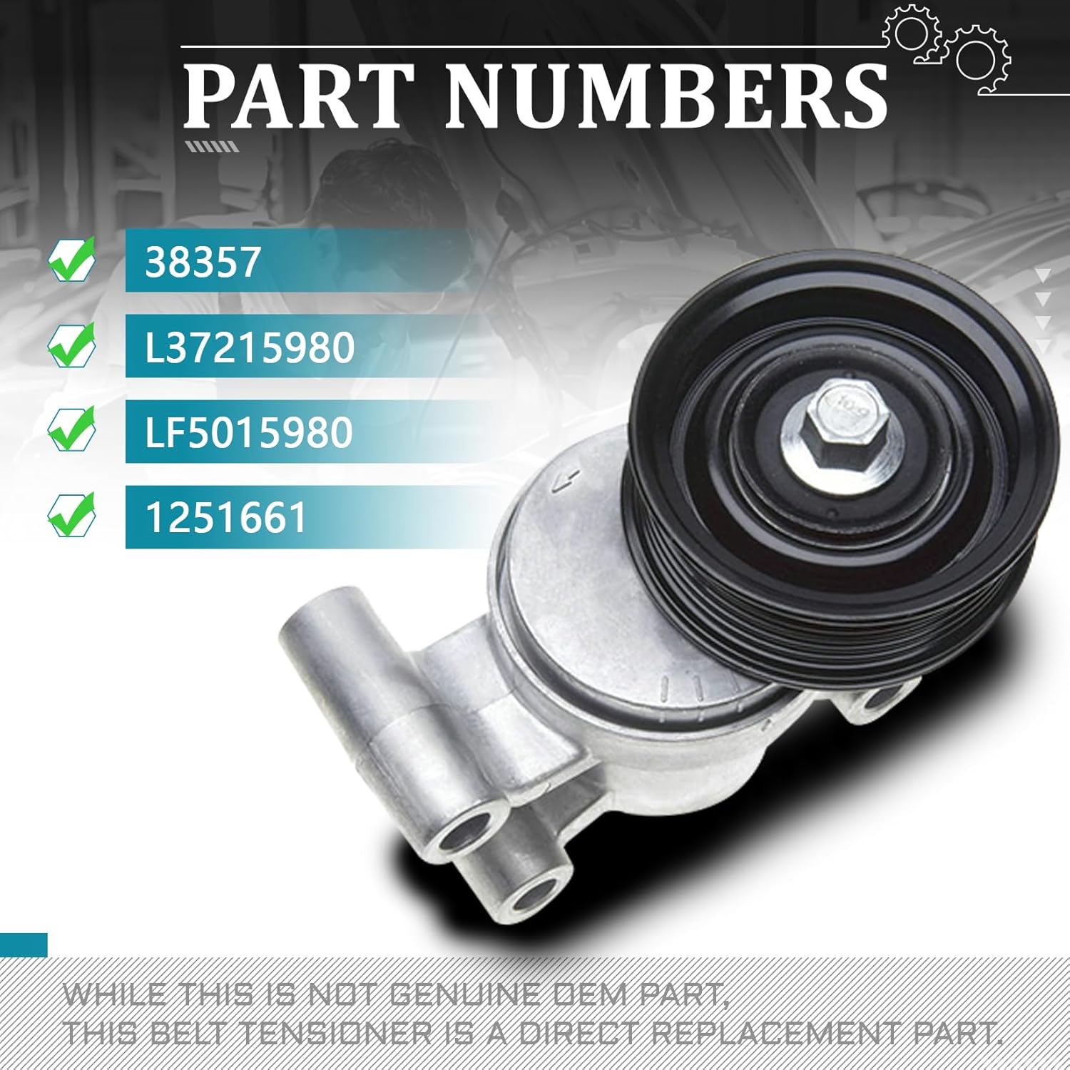 IRONTEK 38357 Belt Tensioner Pulley Assembly fit for Mazda (2004-2013 3/2006-2010 5/2009-2013 3 Sport) #L37215980 L37215980A L37215980B L37215980C 1251661 LF5015980 LF5015980B LFY115980