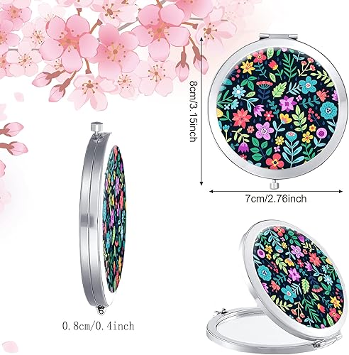 Miniatura 2 de Espejo compacto para mujer, mini espejo redondo de maquillaje de viaje, bonito espejo de bolsillo plegable portátil para bolso, espejo de bolsillo