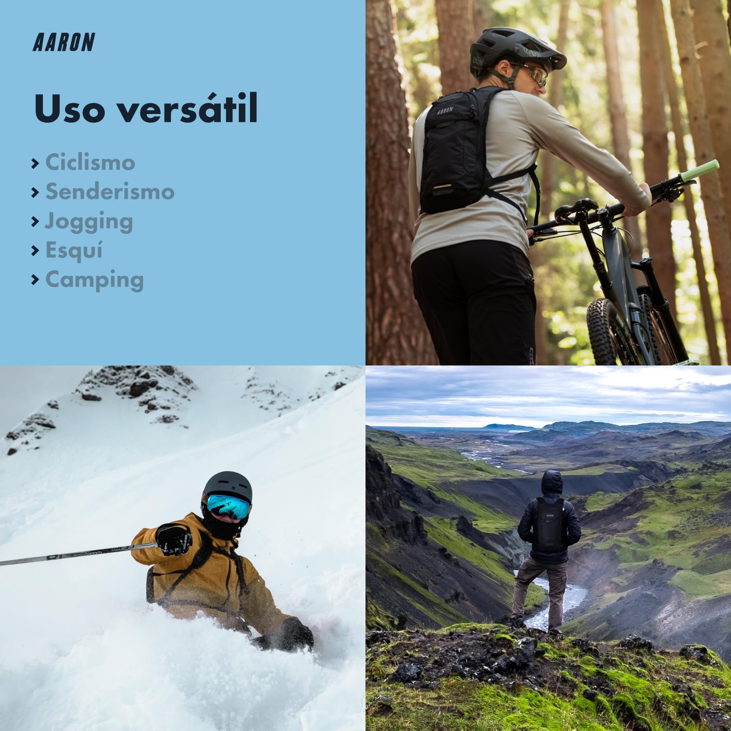 AARON Mochila pequeña y de esquí, mochila de bicicleta de montaña de 8 l, impermeable con protección contra la lluvia, mochila de senderismo pequeña para hombre y mujer