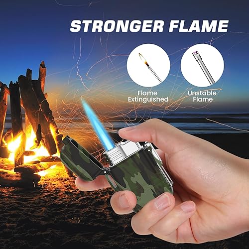 Miniatura 5 de Encendedor de butano para exteriores, encendedor de butano, mini encendedor para exteriores, encendedor a prueba de viento, encendedor de llamas,