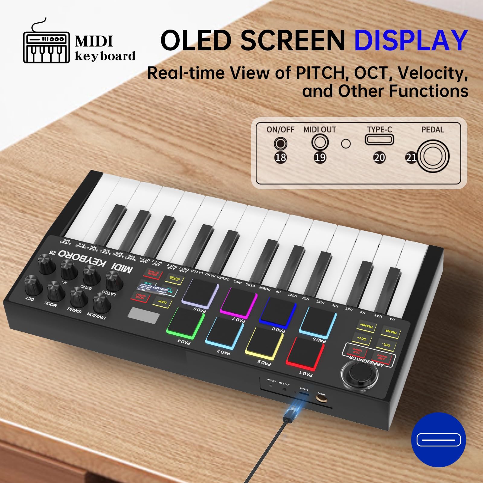 Amazon.com: MIDI Keyboard Controllers，25-Key USB MIDI
