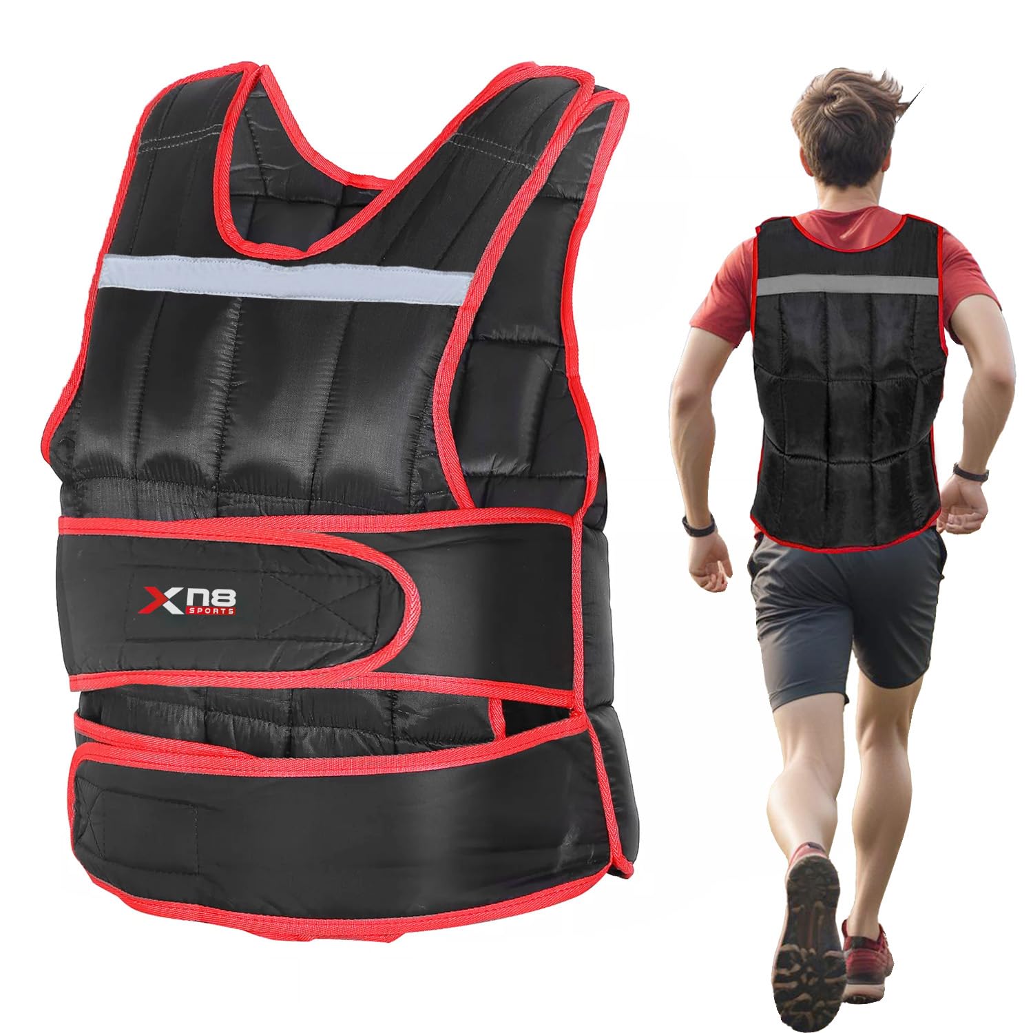 Xn8 Weighted Vest Fully Adjustable- 10kg,15kg Body Weight Vest for Strength Training, Running, Home Gym- Best Weighted Running Vest for Core Muscle Weight Loss Bone Density Improvement Men & Women