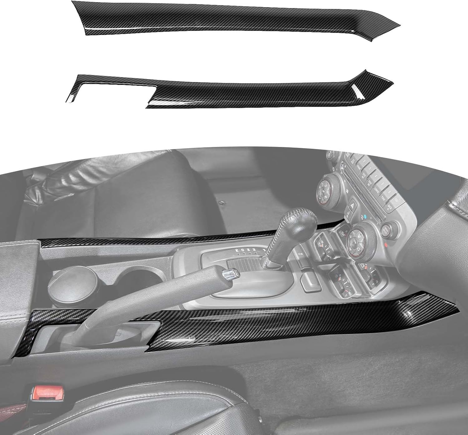 RT-TCZ for Camaro Carbon Fiber Center Console Gear Panel Side Trim Cover for Chevy Camaro 2010-2015 Black ABS Carbon Fiber Interior Accessories 2pcs