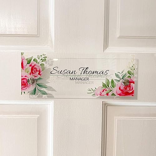 Miniatura 8 de Placa de identificación personalizada para escritorio, placa acrílica para nombre de pared, soporte de letrero acrílico con barriles de separación,