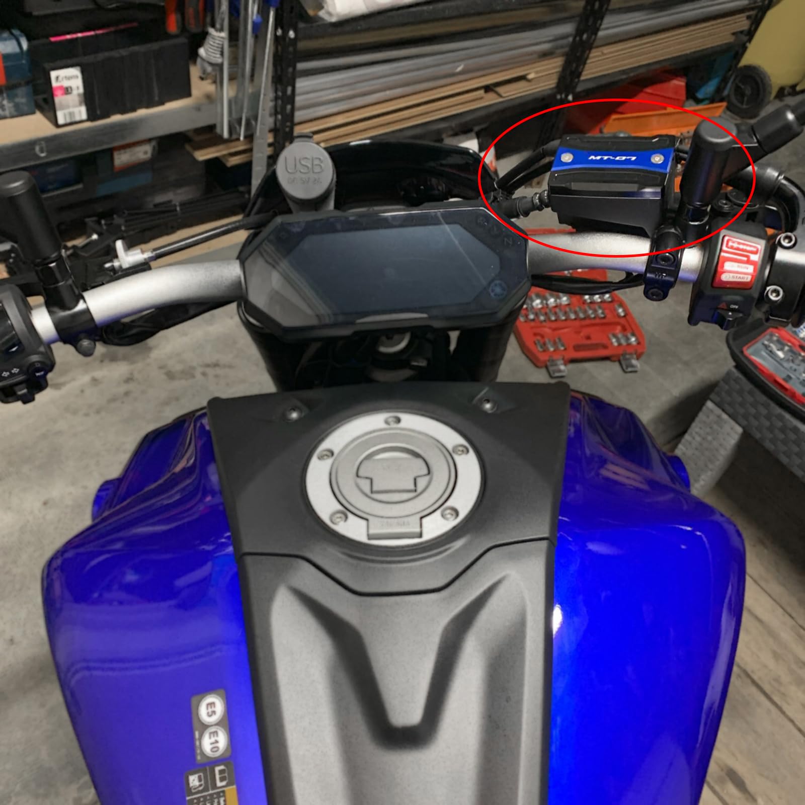 Moto Accessori per MT07 TRACER MT 07 FZ07 2014-2021 2022 2023 2024 2025 Anteriore e Posteriore Coperchio Serbatoio Fluido Freno in Alluminio (Blu)