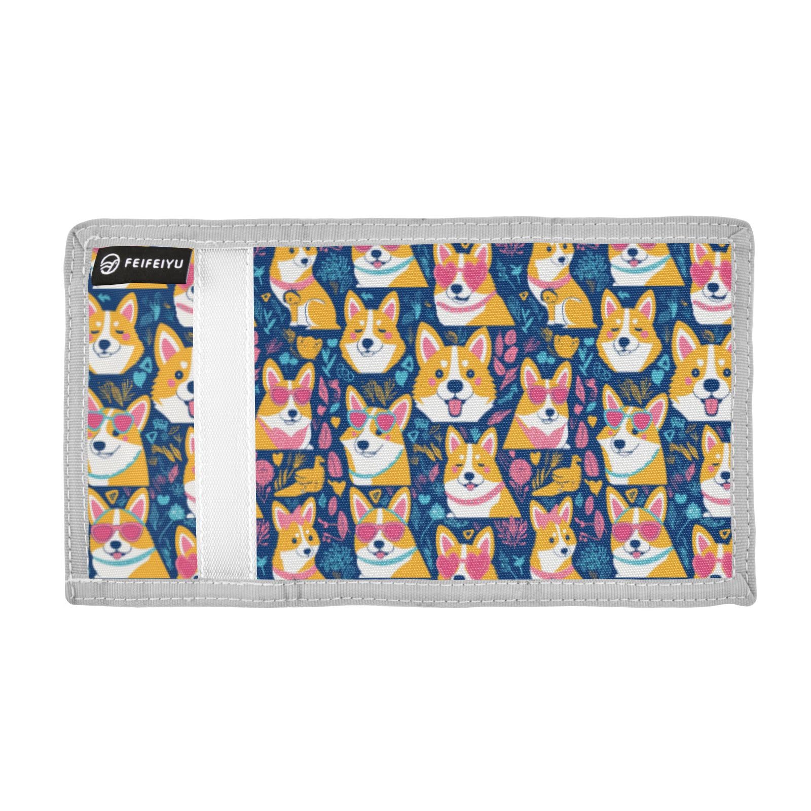 Wusikd Funny Dog Kids Wallet for Boys Girls Corgi Leaves Toddler Trifold Wallet Novelty Wallet for Teens Women Men