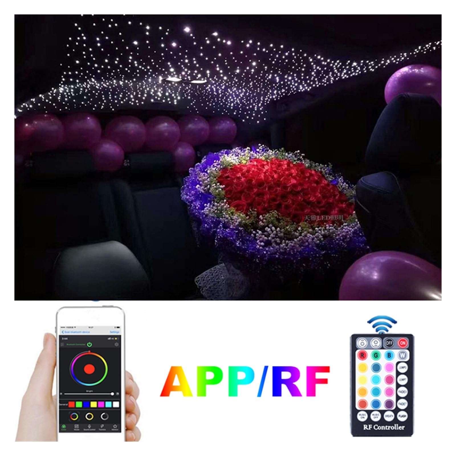 6W Samochód Starry Sky Light LED Na Dach Samochodowy Gwiazda Sufitowa Lampa Auto Akcesoria Do Dekoracji Wnętrz Światło Światłowodowe