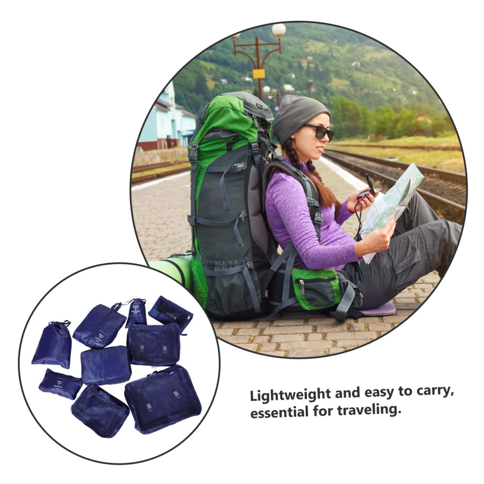 Set Organizer per Valigia da Viaggio in Nylon e Mesh, 9 Pezzi per Organizzazione Efficiente di Vestiti e Intimo, Portatile per Packing e Bagagli