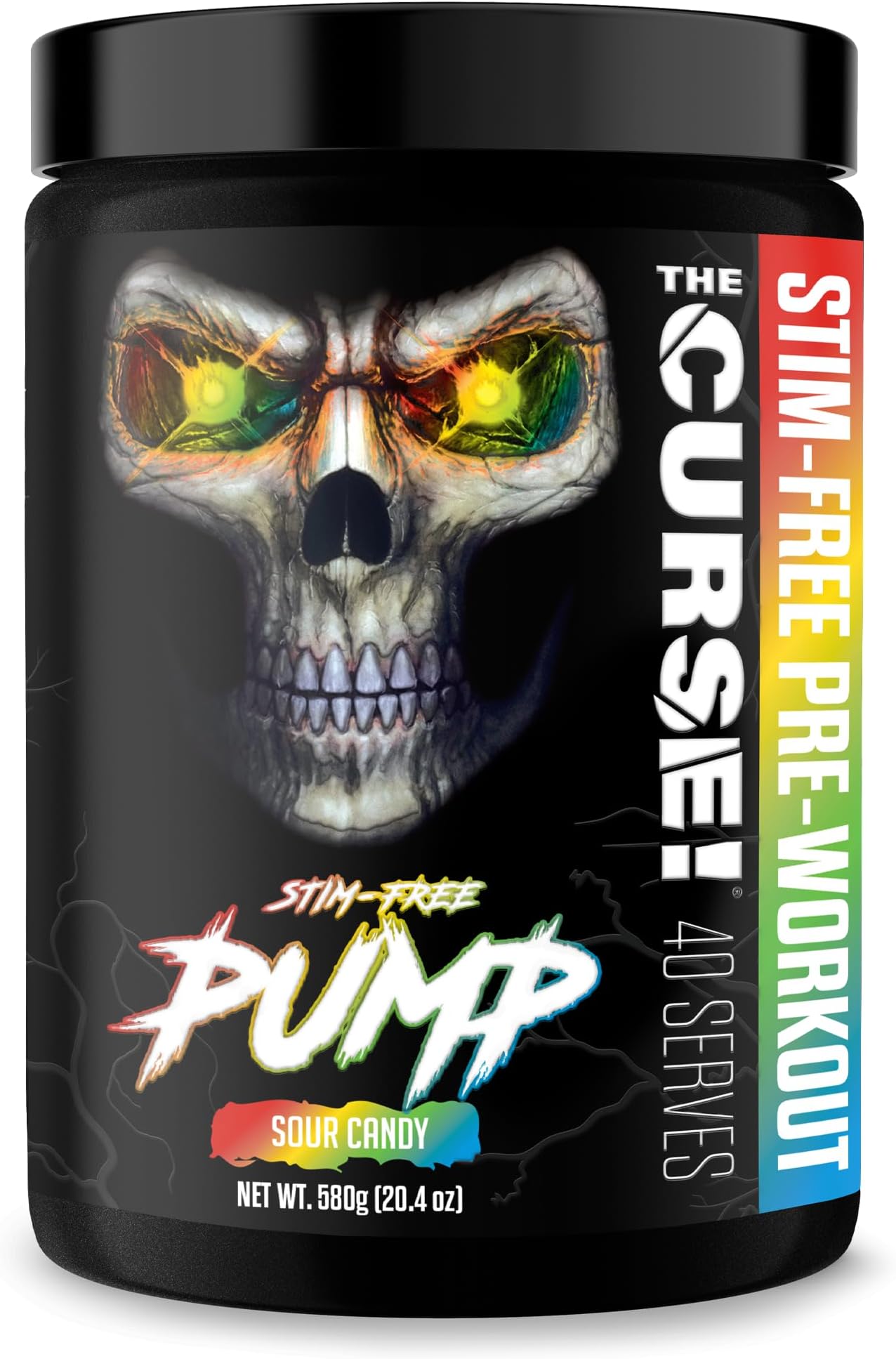 The Curse! Pump Pre Workout Powder - Stim-Free Pre Workout – Caffeine Free, L-Citrulline,Beta-Alanine & Nitric Oxide Booster (Sour Candy, 40 Servings)