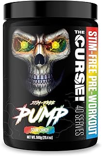 JNX SPORTS The Curse! Pump – Stim-Free Pre-Workout | Sour Candy 40 Serves | Caffeine-Free Pump Pre Workout, Non-Stim Nitric Oxide Preworkout for Men & Women