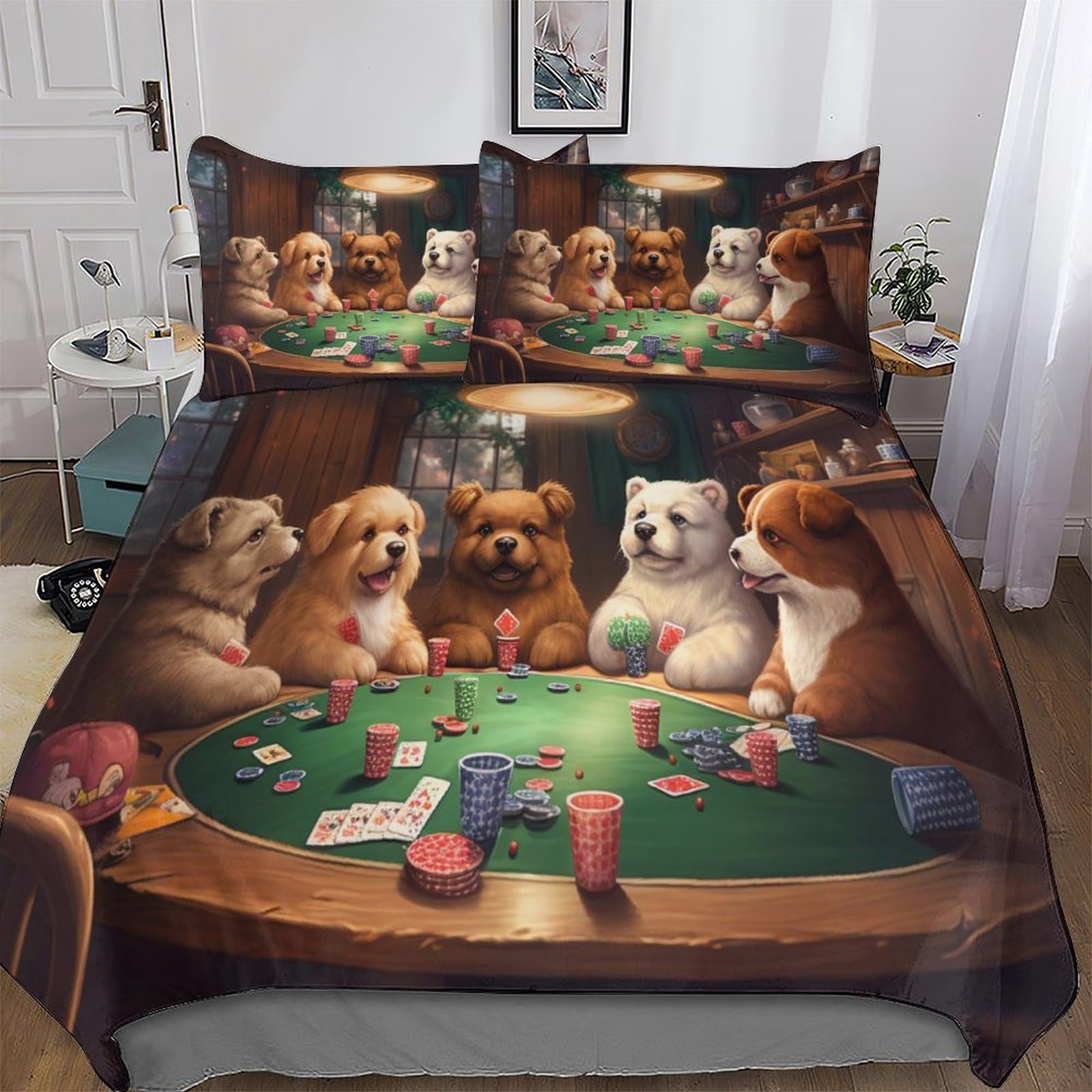 Parure de lit chien 3D idéale pour cocooner en hiver dans un lit double