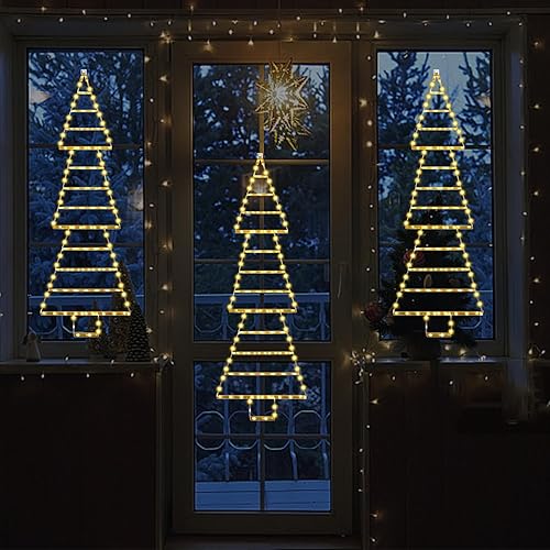 Miniatura 7 de Luces de Navidad de FUNIAO de 4.6 pies, luces LED de escalera de 4.6 pies, luces colgantes para árbol de Navidad, enchufables, impermeables, 8 modos