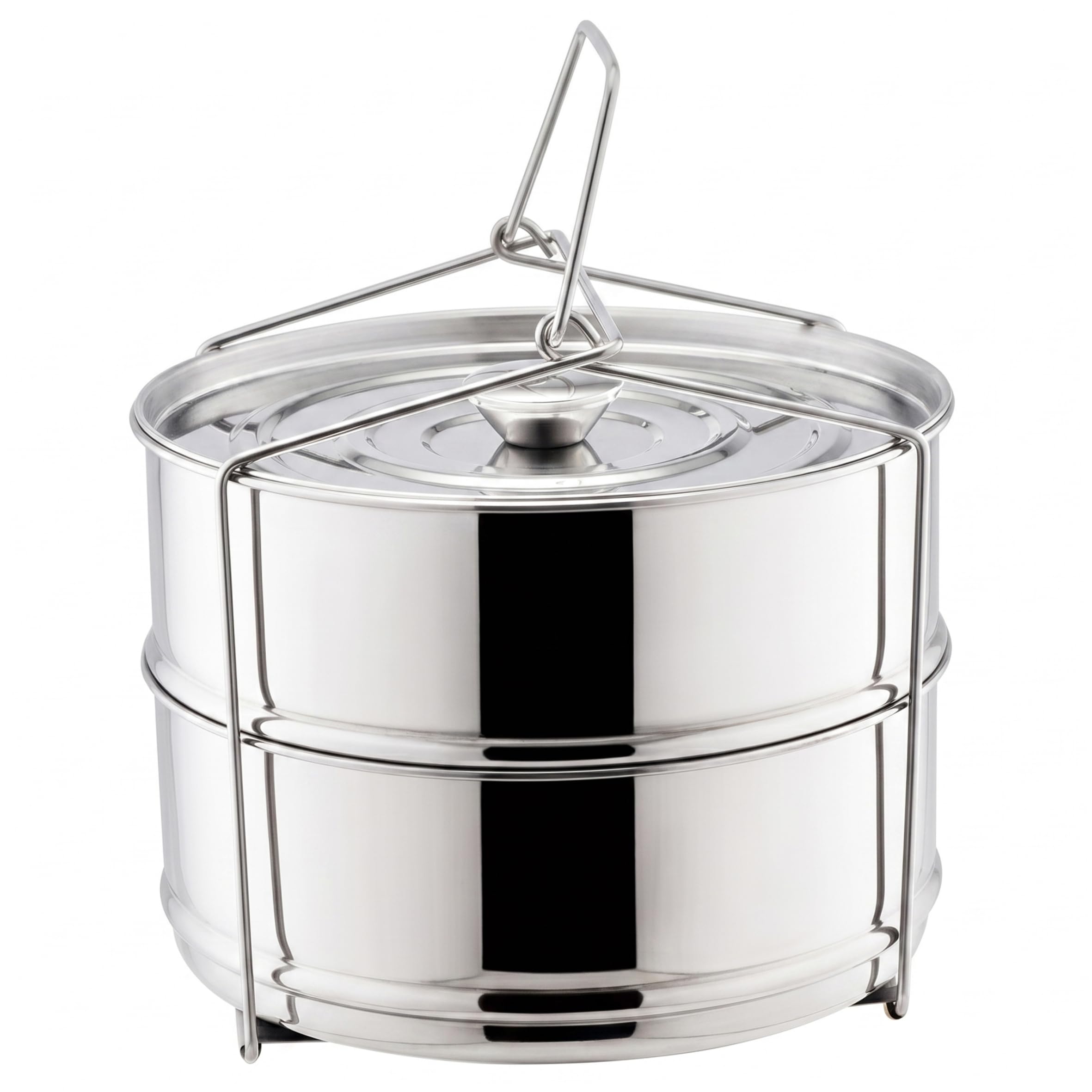 Accesorios para Olla a presión, Cesta de Vapor de Acero Inoxidable de 2 Niveles con Tapa y asa Insertos de Acero para Olla en Bandejas apilables para Verduras, arroz, Carne o Pescado.