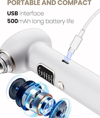 Miniatura 6 de Kit de eliminación de puntos negros al vacío de poros, 5 cabezales de succión y herramientas extractoras, 3 niveles de succión ajustables, limpieza