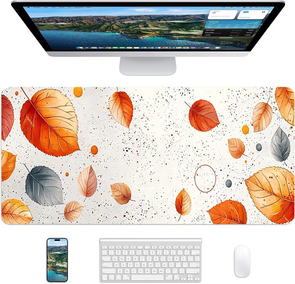 Wxuaixnn Pianta Tappetino per Mouse Gaming XXL, 160x80cm Tappetino da Scrivania, Bianco Mousepad con Bordi Cuciti per Gamer e computer portatilea, Migliora la Precisione e la velocità -9933